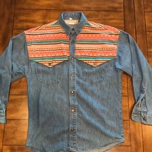 Vintage Stetson Aztec denim shirt